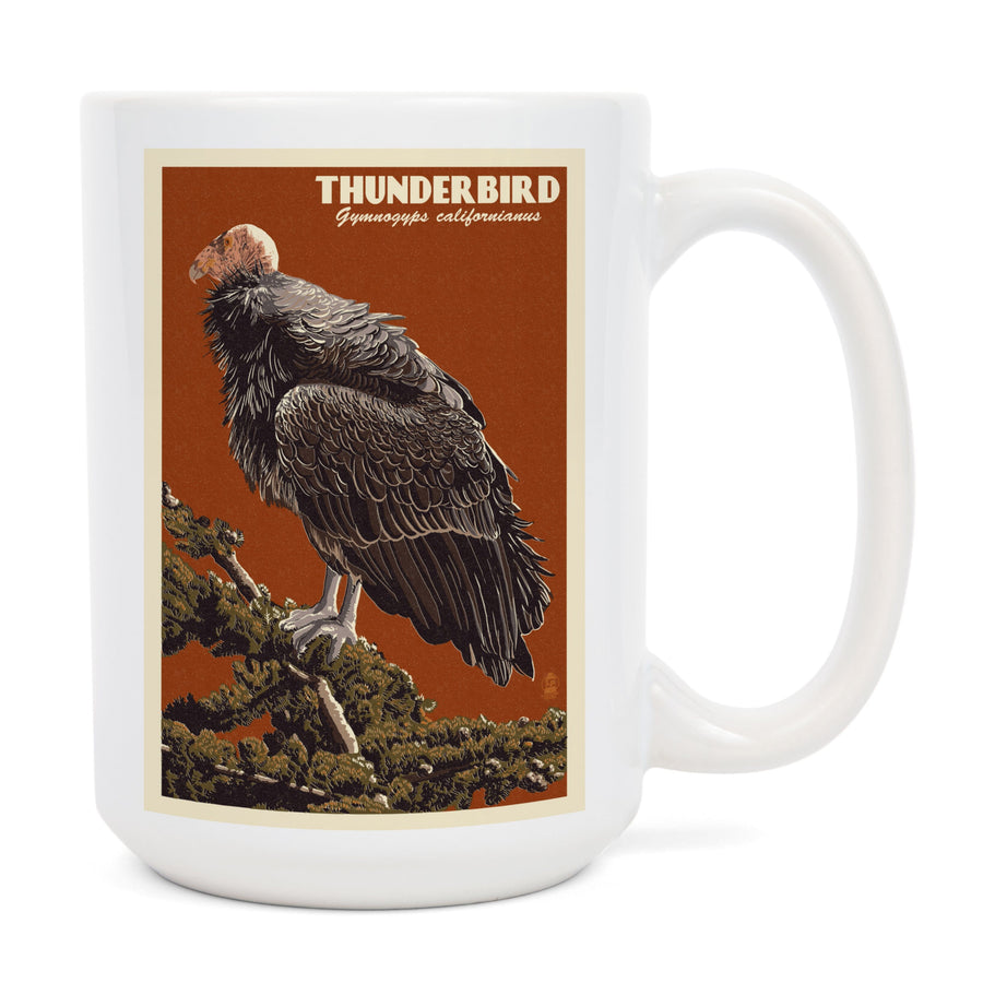 California Condor, Letterpress, Lantern Press Poster, Ceramic Mug Mugs Lantern Press 