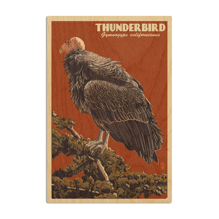 California Condor, Letterpress, Lantern Press Poster, Wood Signs and Postcards Wood Lantern Press 10 x 15 Wood Sign 