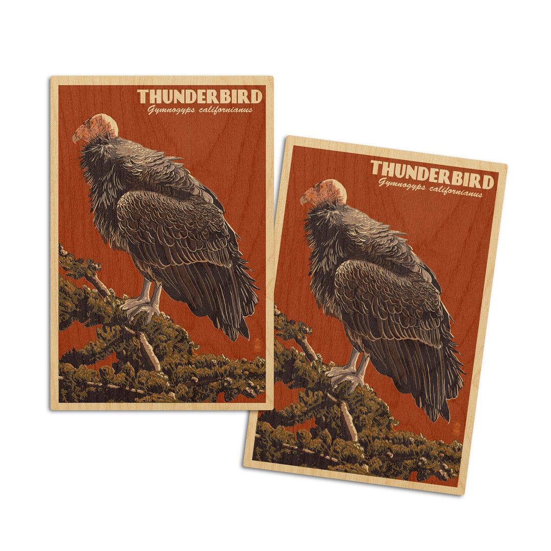 California Condor, Letterpress, Lantern Press Poster, Wood Signs and Postcards Wood Lantern Press 4x6 Wood Postcard Set 