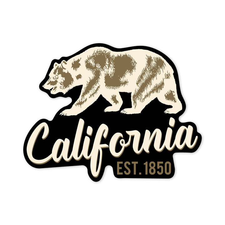 California, Est 1850, Bear Outline, Contour, Vinyl Sticker - Lantern Press