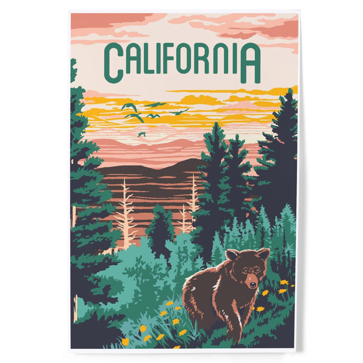 California, Explorer Series, Bear, Art & Giclee Prints Art Lantern Press 12 x 18 Art Print 