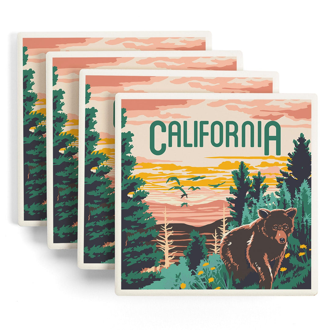 California, Explorer Series, Bear, Coasters Coasters Lantern Press 
