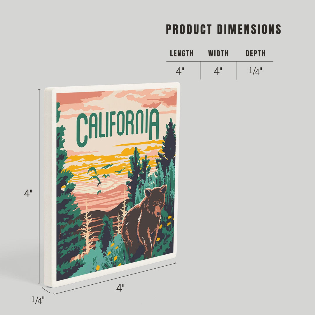 California, Explorer Series, Bear, Coasters Coasters Lantern Press 