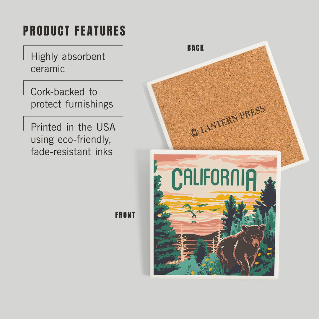 California, Explorer Series, Bear, Coasters Coasters Lantern Press 