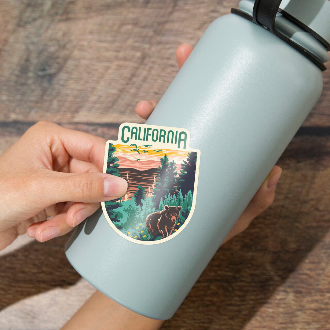 California, Explorer Series, Bear, Contour, Vinyl Sticker Sticker Lantern Press 