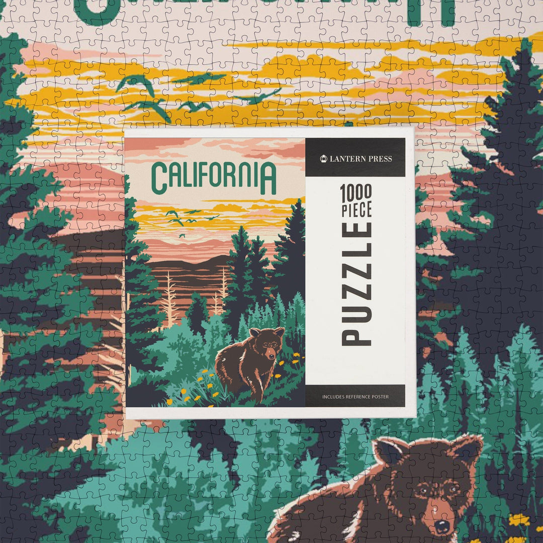 California, Explorer Series, Bear, Jigsaw Puzzle Puzzle Lantern Press 