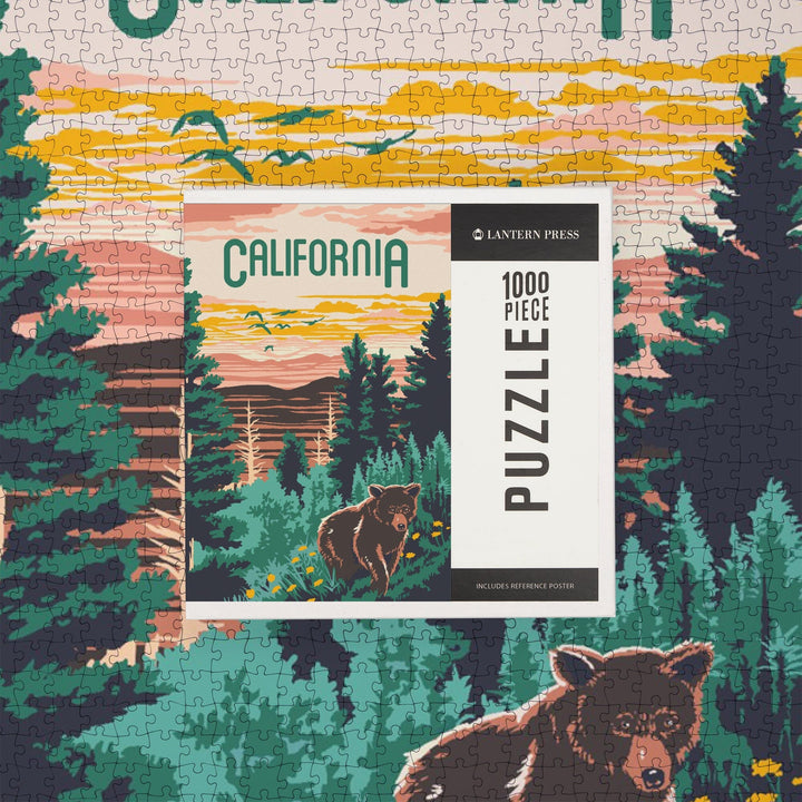 California, Explorer Series, Bear, Jigsaw Puzzle Puzzle Lantern Press 