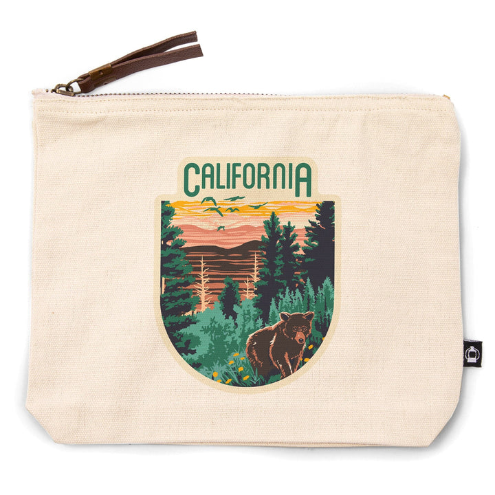 California, Explorer Series, Bear,, Organic Cotton Zipper Pouch, Go Bag Totes Lantern Press 