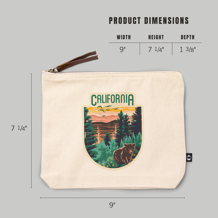 California, Explorer Series, Bear,, Organic Cotton Zipper Pouch, Go Bag Totes Lantern Press 
