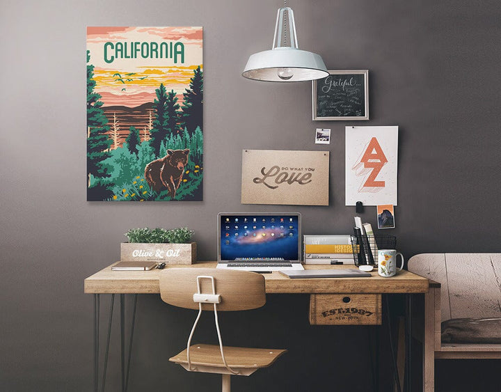 California, Explorer Series, Bear, Stretched Canvas Canvas Lantern Press 