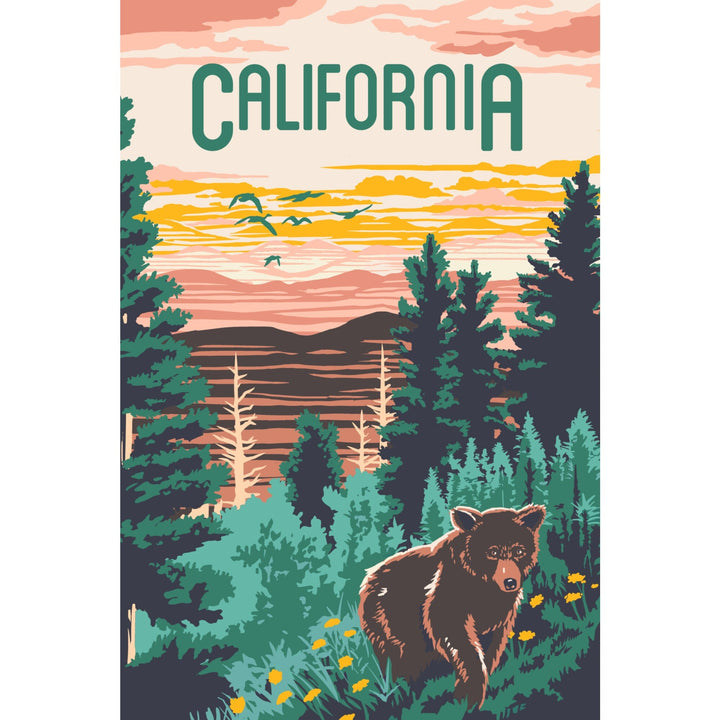 California, Explorer Series, Bear, Stretched Canvas Canvas Lantern Press 