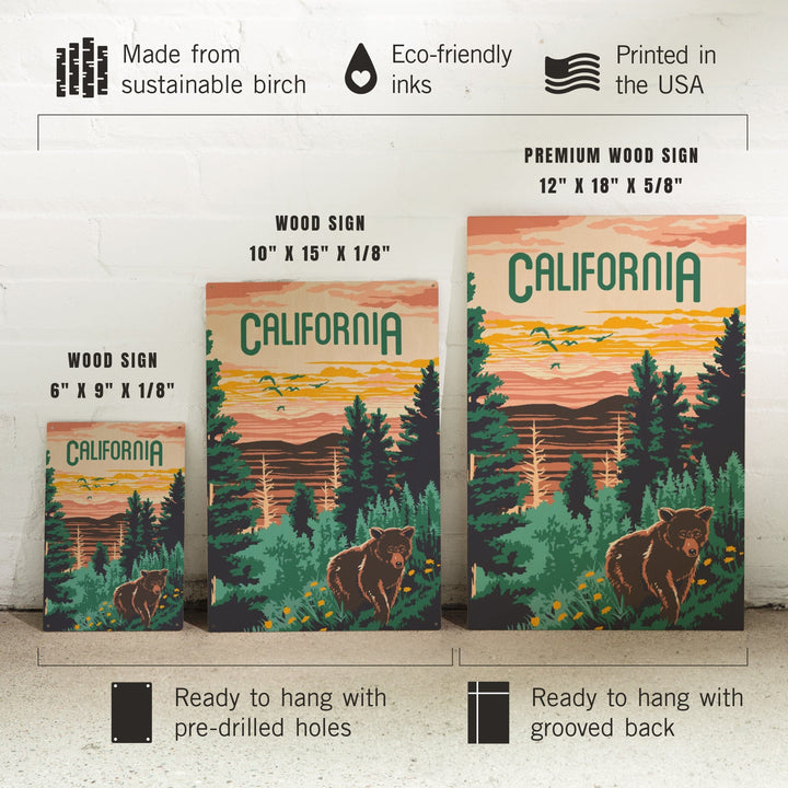 California, Explorer Series, Bear, Wood Signs and Postcards Wood Lantern Press 