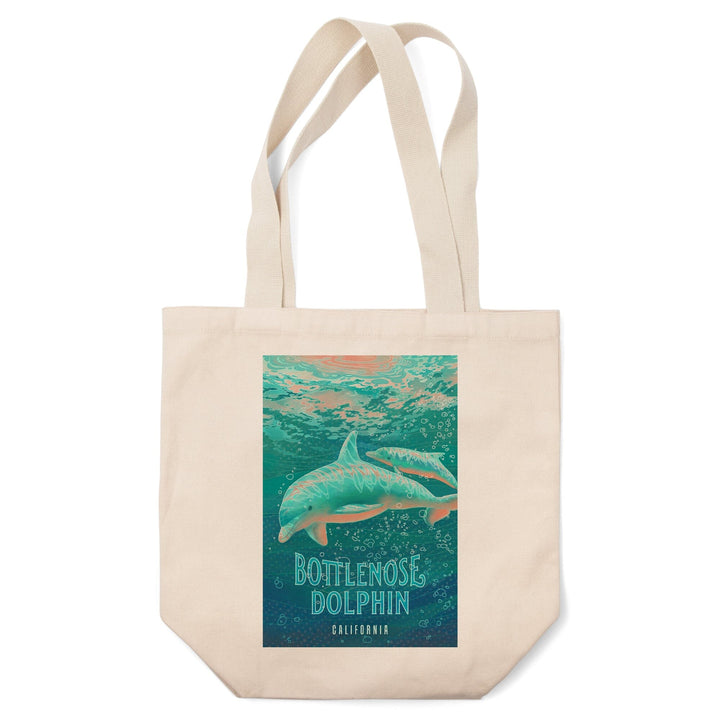 California, Fluid Linework, Bottlenose Dolphin, Tote Bag Totes Lantern Press 