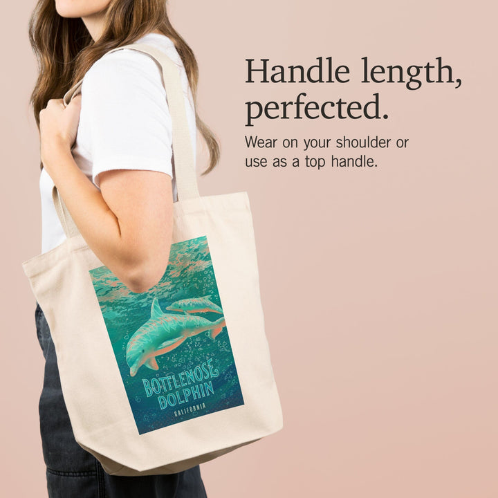 California, Fluid Linework, Bottlenose Dolphin, Tote Bag Totes Lantern Press 