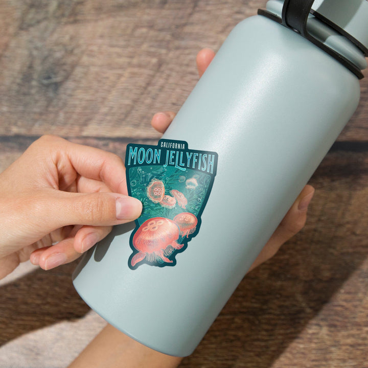 California, Fluid Linework, Moon Jellyfish, Contour, Vinyl Sticker Sticker Lantern Press 