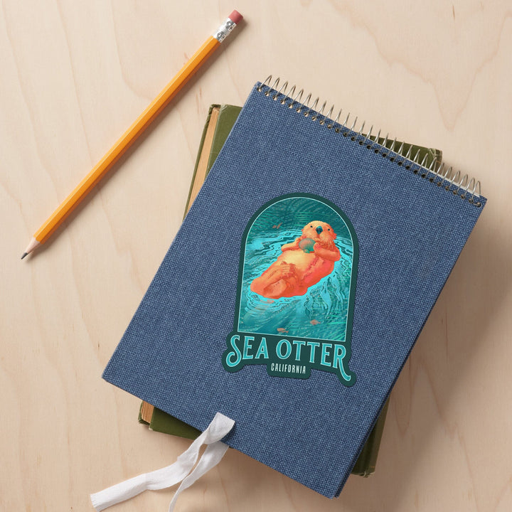 California, Fluid Linework, Sea Otter, Contour, Vinyl Sticker Sticker Lantern Press 