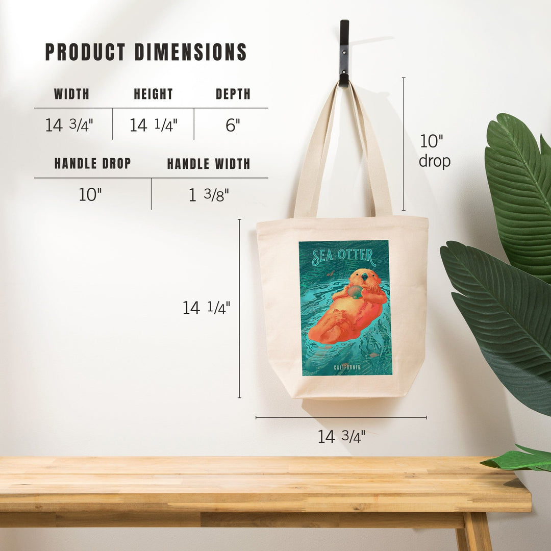 California, Fluid Linework, Sea Otter, Tote Bag Totes Lantern Press 