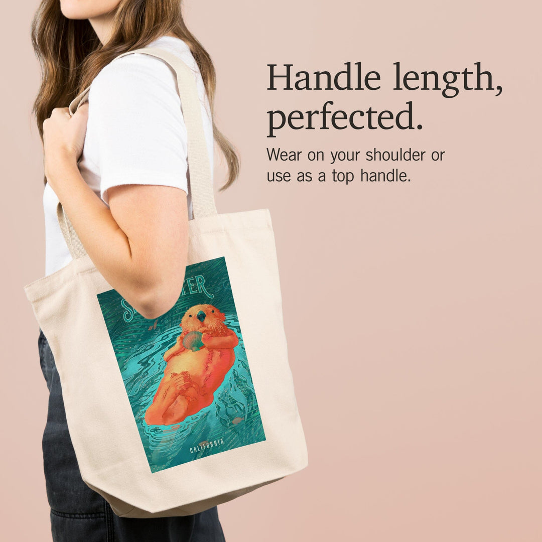 California, Fluid Linework, Sea Otter, Tote Bag Totes Lantern Press 