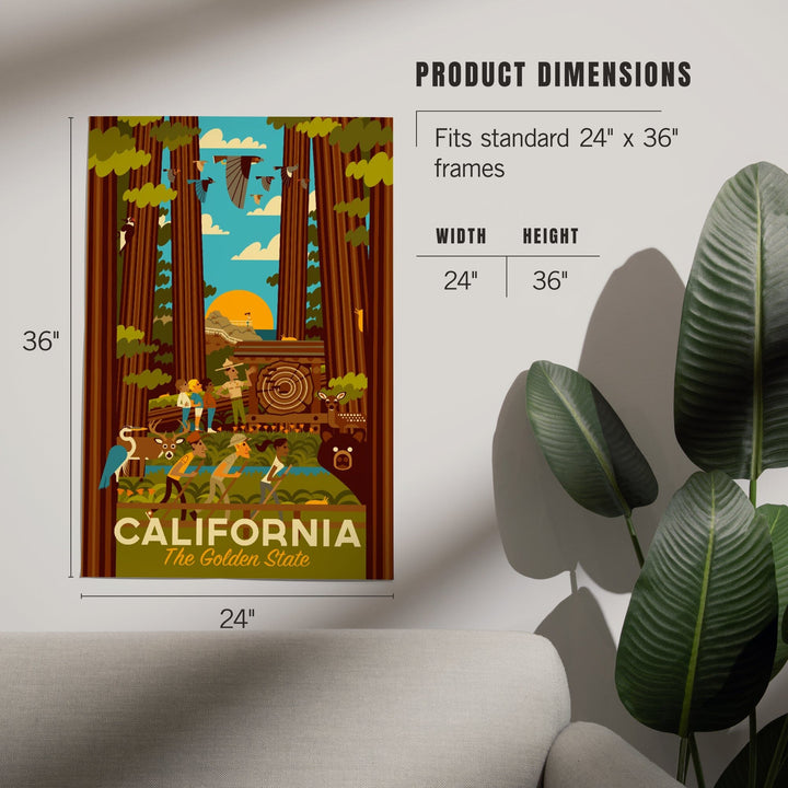 California, Geometric, The Golden State, Art & Giclee Prints Art Lantern Press 