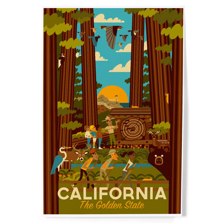 California, Geometric, The Golden State, Art & Giclee Prints Art Lantern Press 