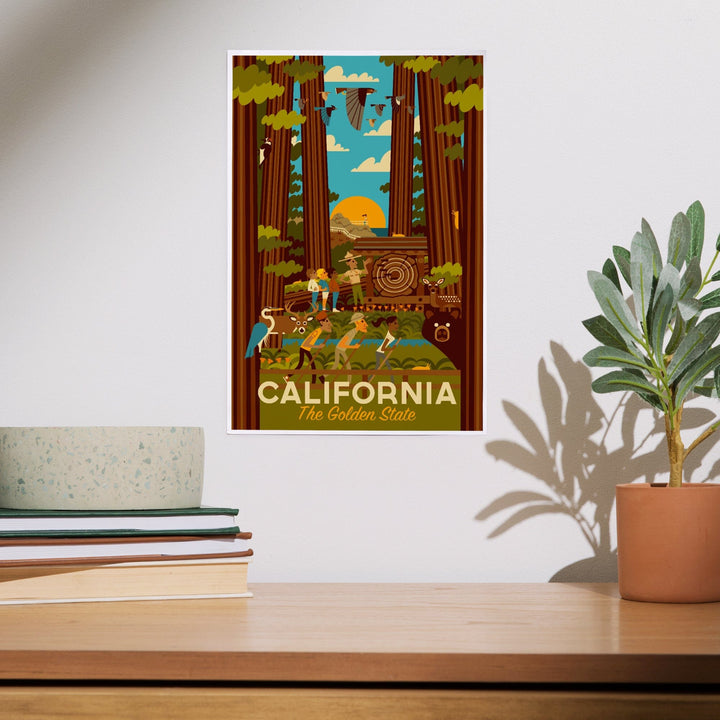 California, Geometric, The Golden State, Art & Giclee Prints Art Lantern Press 