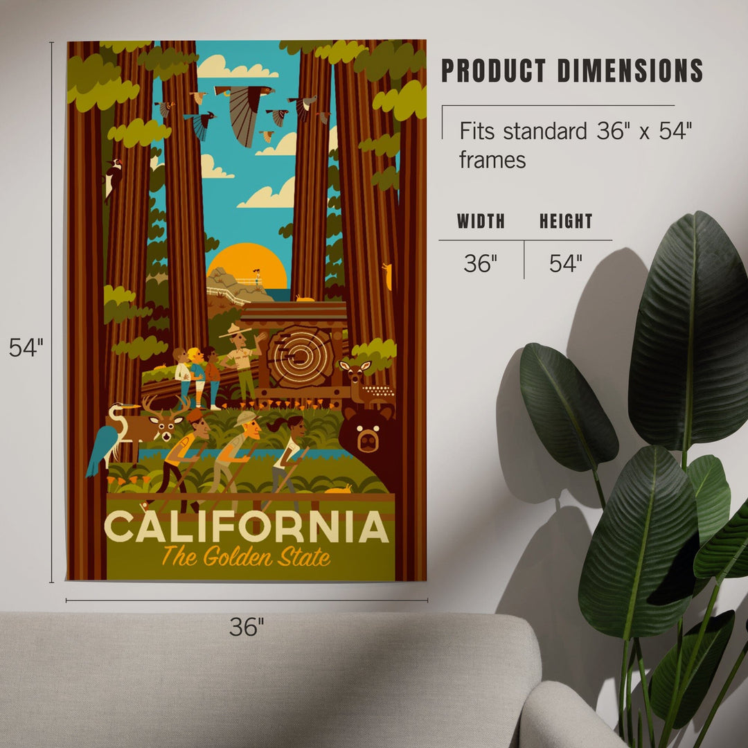 California, Geometric, The Golden State, Art & Giclee Prints Art Lantern Press 