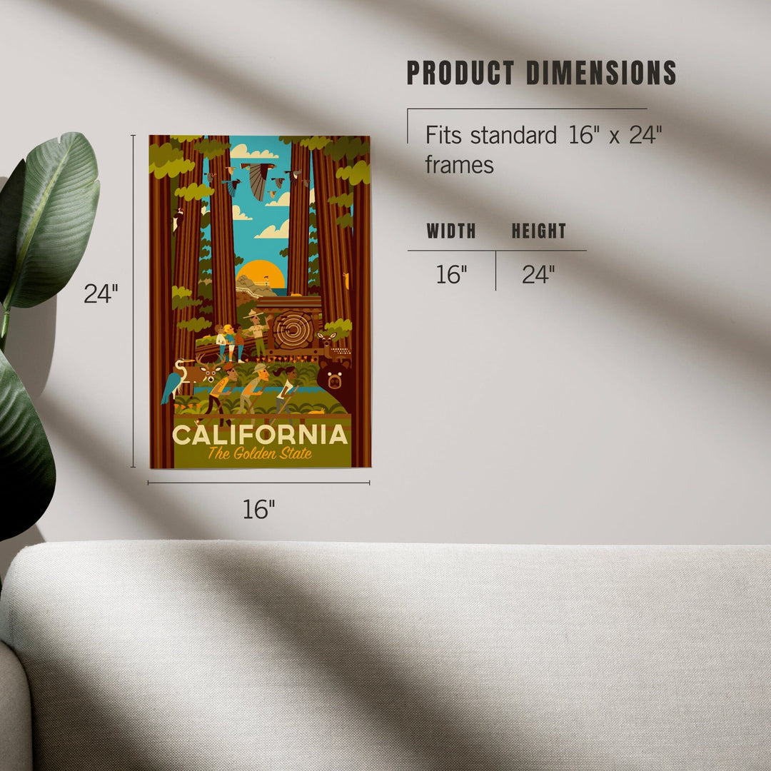 California, Geometric, The Golden State, Art & Giclee Prints Art Lantern Press 