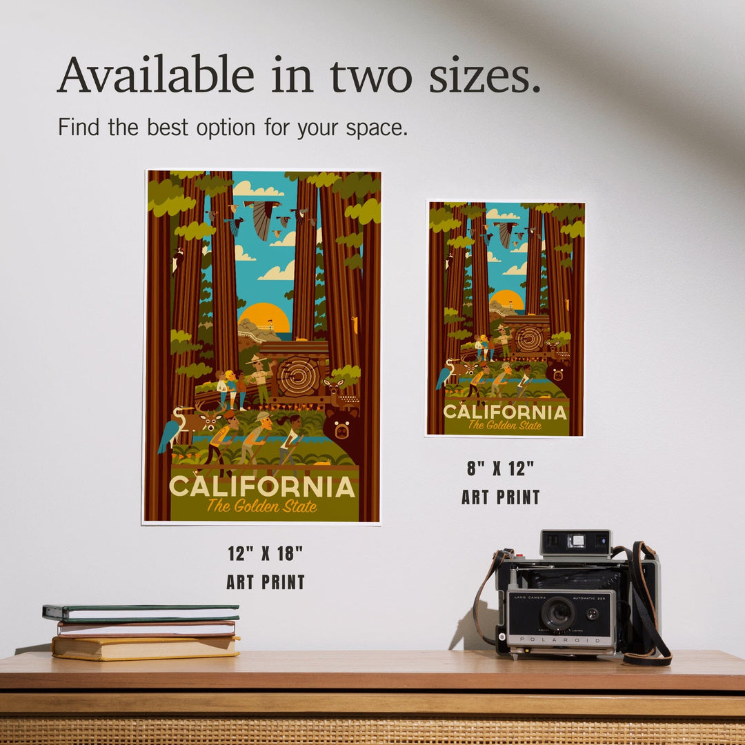 California, Geometric, The Golden State, Art & Giclee Prints Art Lantern Press 