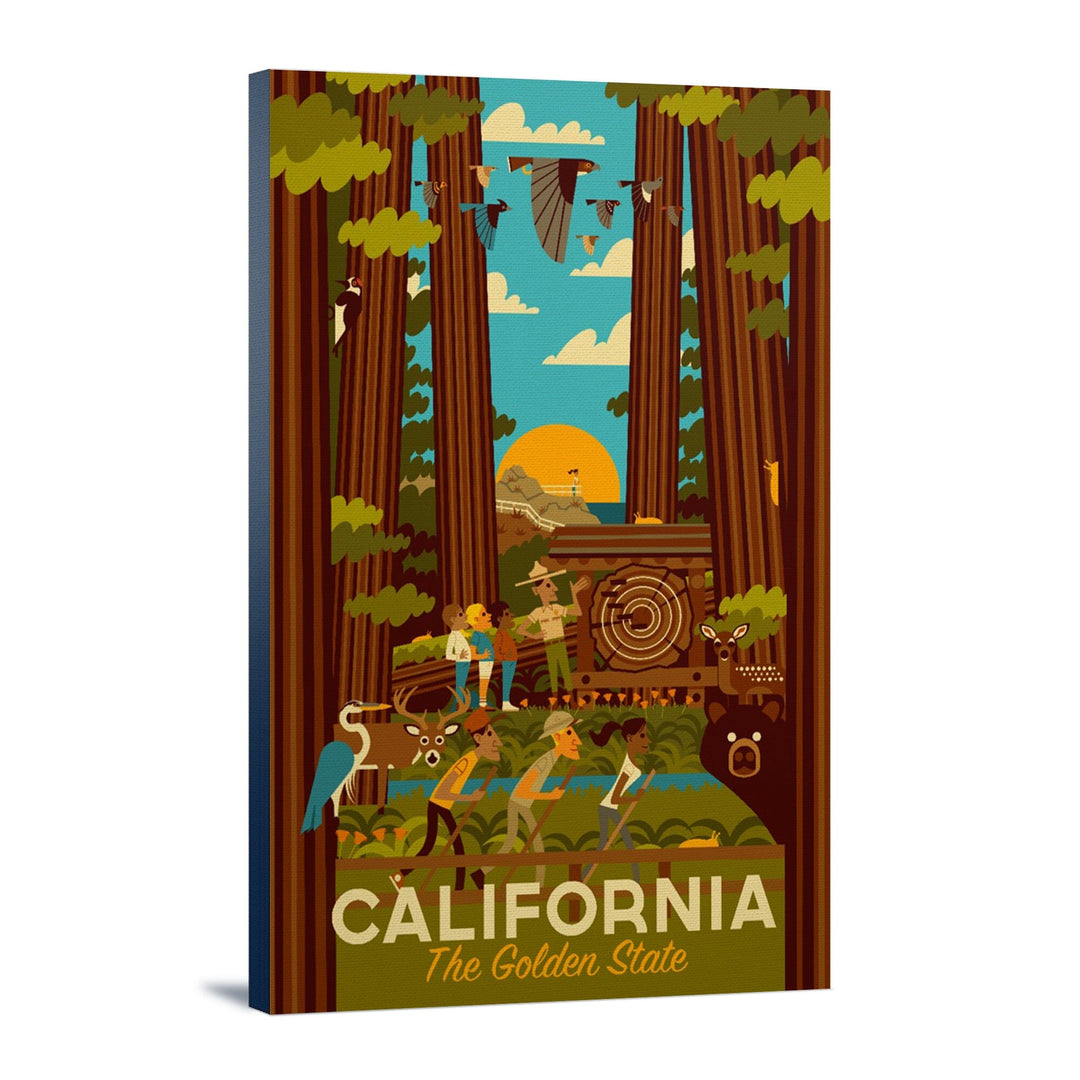 California, Geometric, The Golden State, Stretched Canvas Canvas Lantern Press 