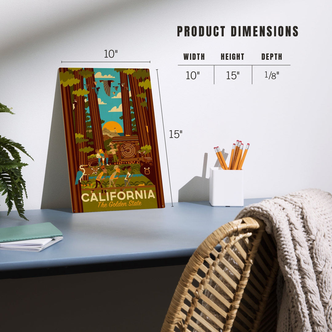 California, Geometric, The Golden State, Wood Signs and Postcards Wood Lantern Press 