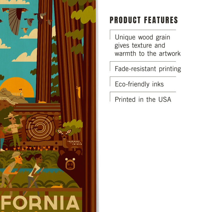 California, Geometric, The Golden State, Wood Signs and Postcards Wood Lantern Press 