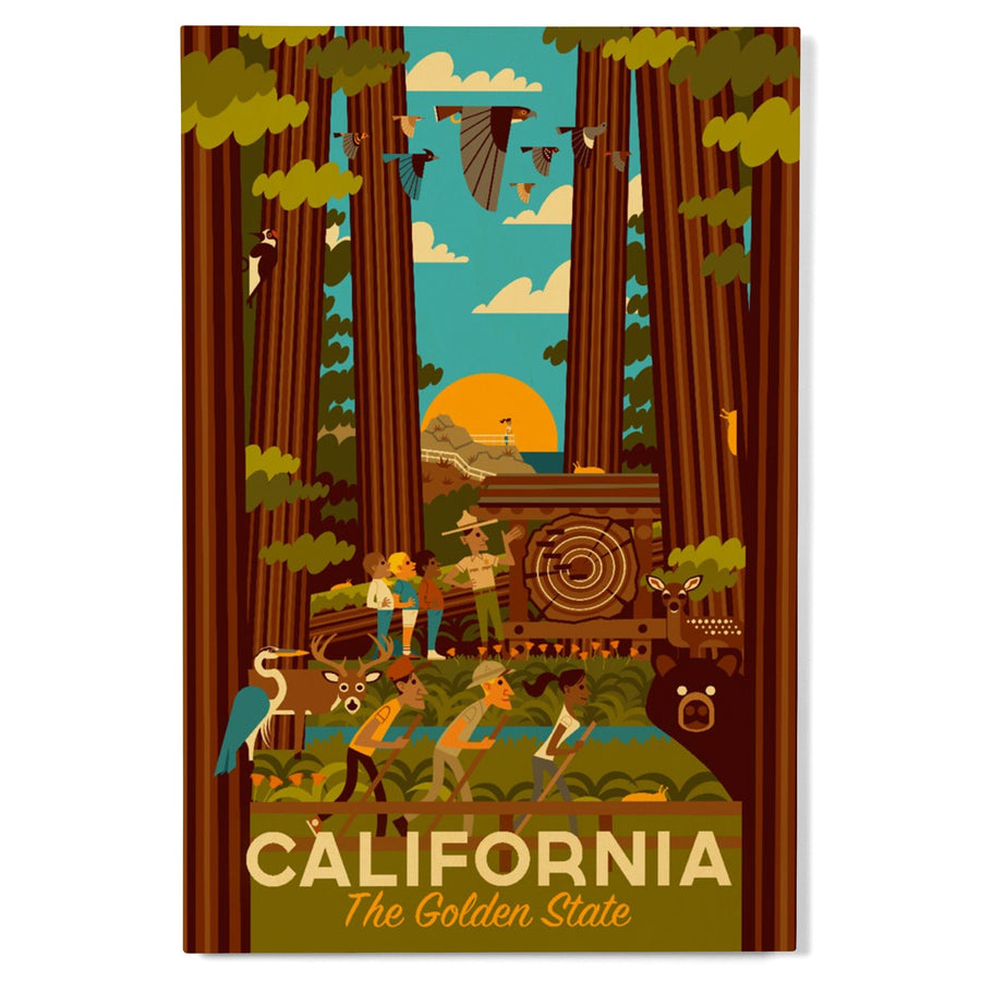 California, Geometric, The Golden State, Wood Signs and Postcards Wood Lantern Press 