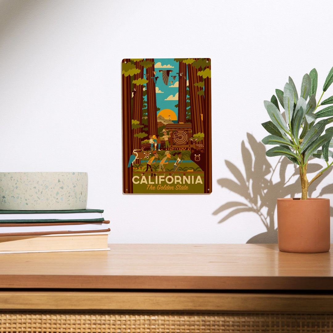 California, Geometric, The Golden State, Wood Signs and Postcards Wood Lantern Press 