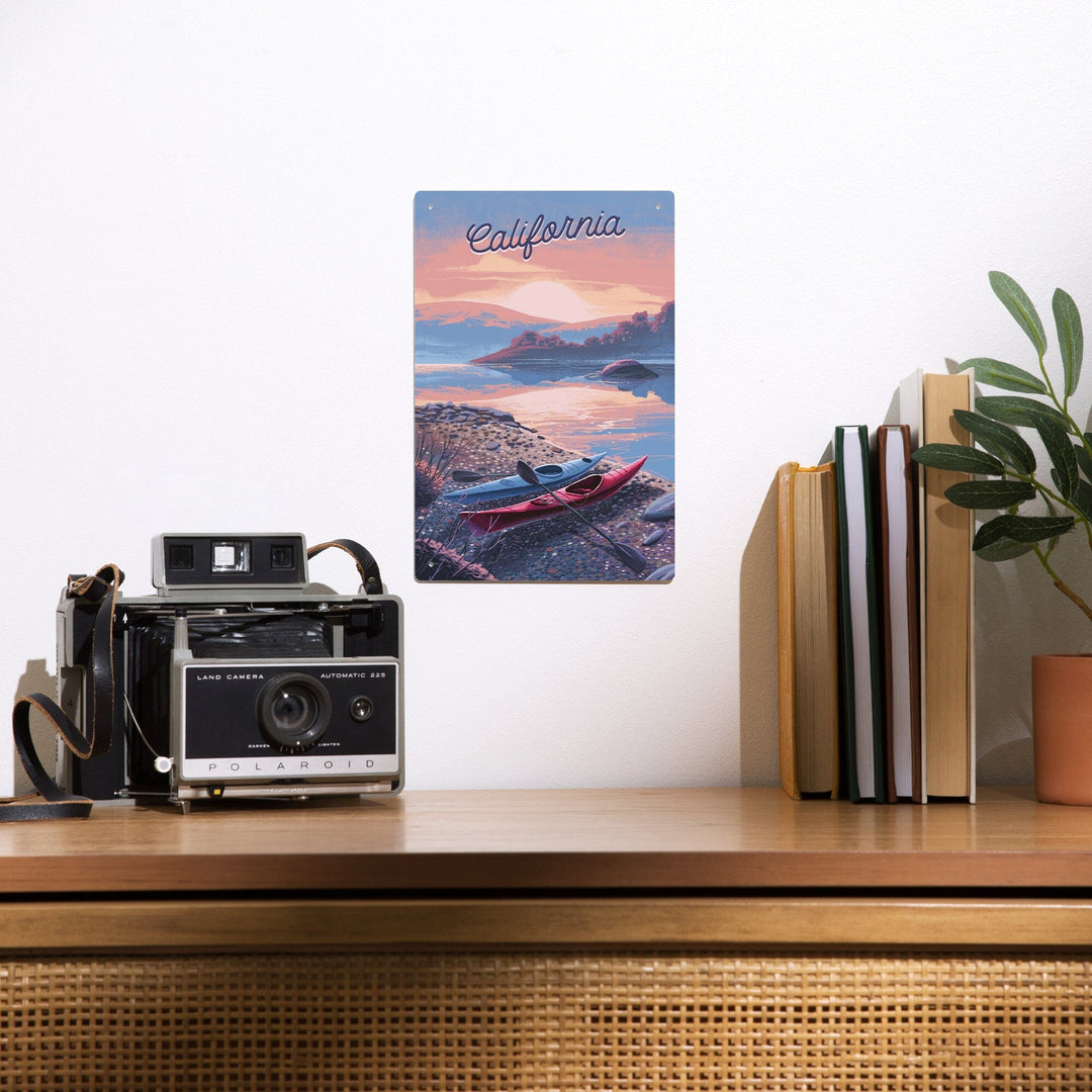 California, Glassy Sunrise, Kayak, Metal Signs Metal Lantern Press 