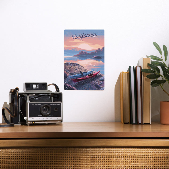 California, Glassy Sunrise, Kayak, Metal Signs Metal Lantern Press 