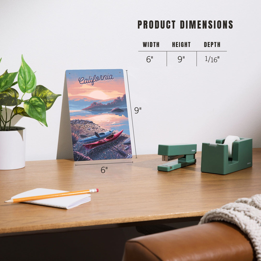 California, Glassy Sunrise, Kayak, Metal Signs Metal Lantern Press 