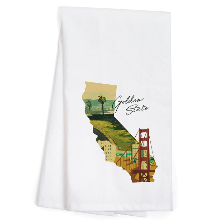 California, Golden State, Organic Cotton Kitchen Tea Towels - Lantern Press