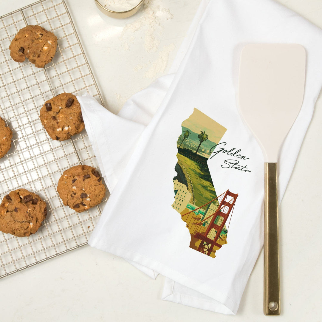 California, Golden State, Organic Cotton Kitchen Tea Towels - Lantern Press