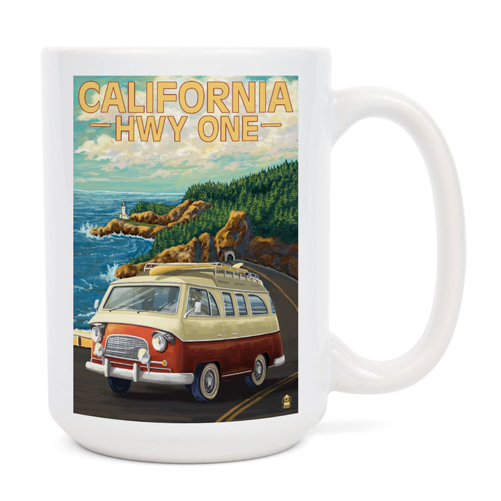 California Highway One, Camper Van, Lantern Press Artwork, Ceramic Mug Mugs Lantern Press 
