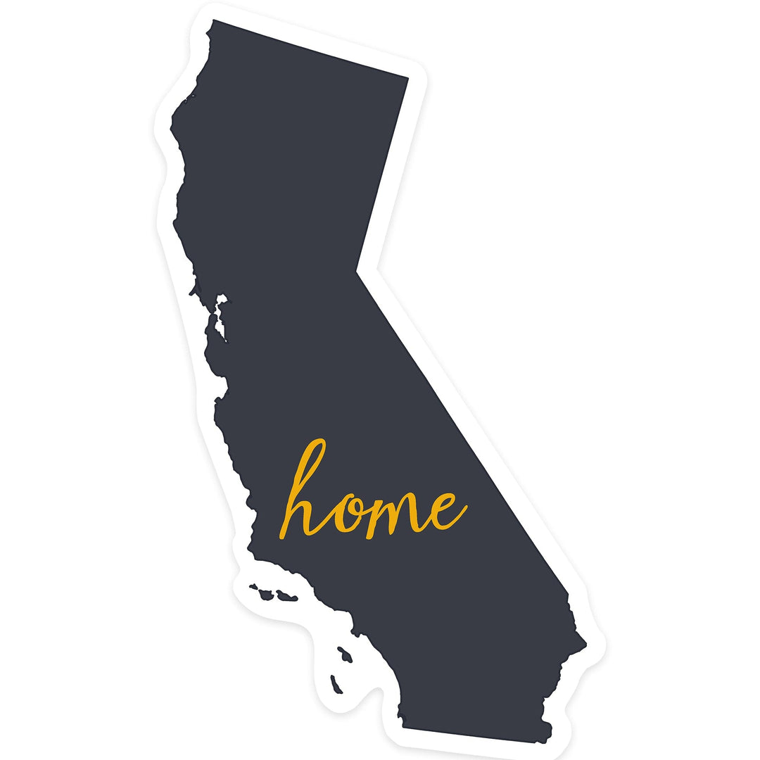 California, Home State, White and Gray, Contour, Vinyl Sticker Sticker Lantern Press 