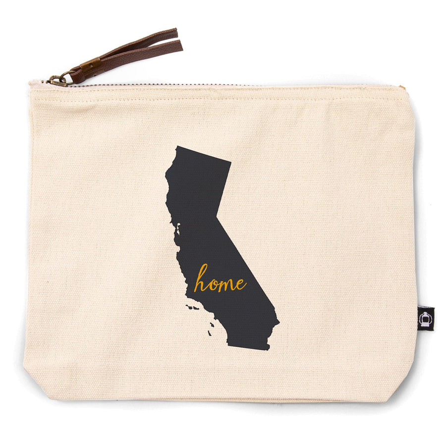 California, Home State, White and Gray,, Organic Cotton Zipper Pouch, Go Bag Totes Lantern Press 
