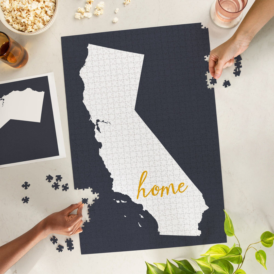 California, Home State, White on Gray, Jigsaw Puzzle Puzzle Lantern Press 