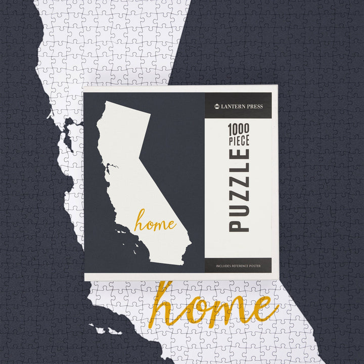 California, Home State, White on Gray, Jigsaw Puzzle Puzzle Lantern Press 