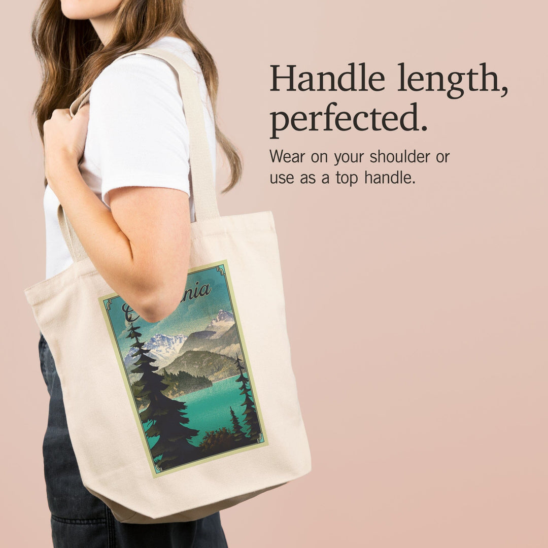 California, Lake, Lithograph, Tote Bag Totes Lantern Press 