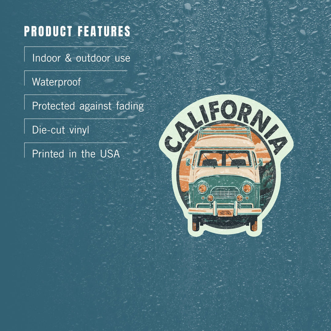 California, Letterpress, Camper Van, Contour, Vinyl Sticker Sticker Lantern Press 