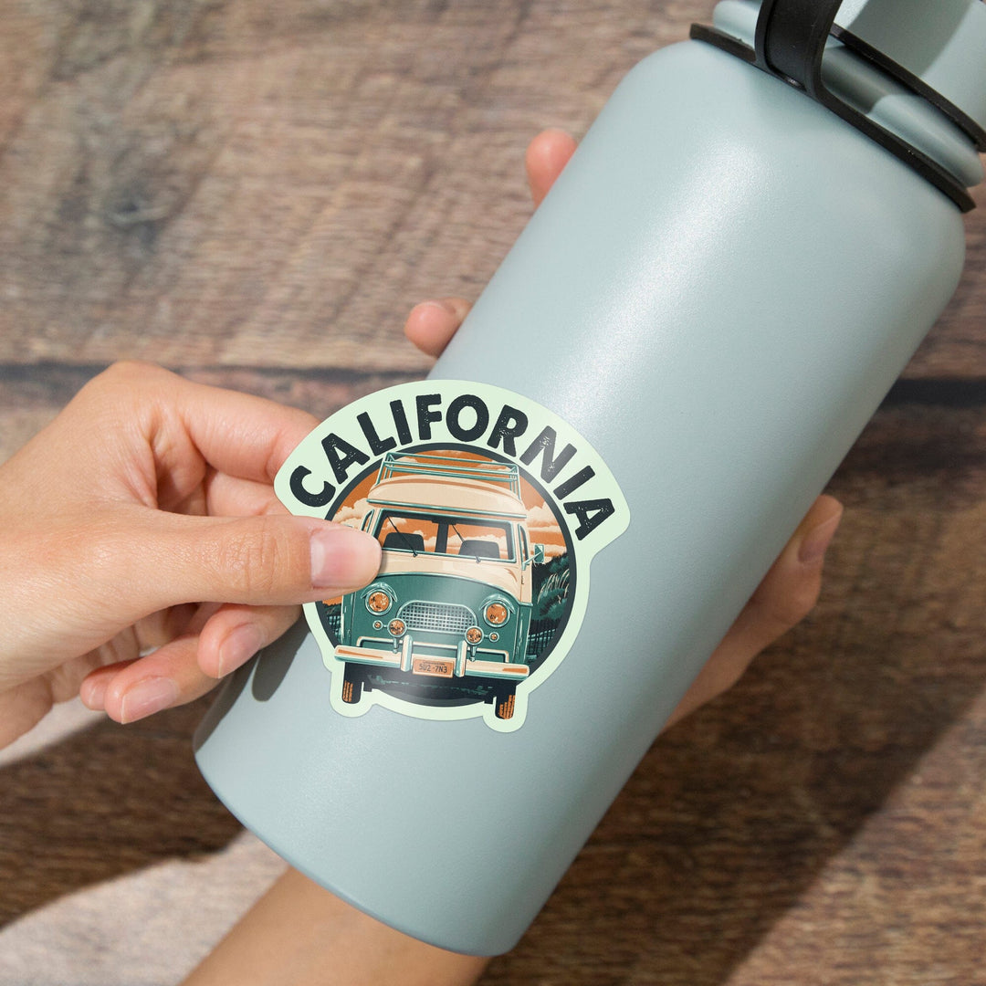 California, Letterpress, Camper Van, Contour, Vinyl Sticker Sticker Lantern Press 
