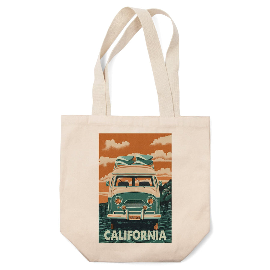 California, Letterpress, Camper Van, Lantern Press Artwork, Tote Bag Totes Lantern Press 