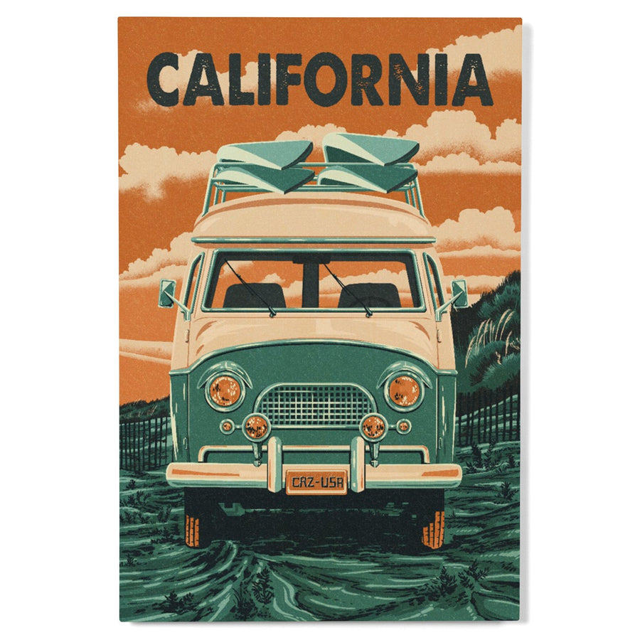 California, Letterpress, Camper Van, Wood Signs and Postcards Wood Lantern Press 