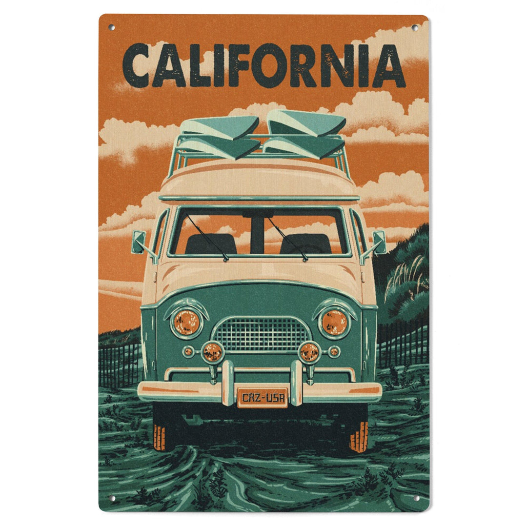 California, Letterpress, Camper Van, Wood Signs and Postcards Wood Lantern Press 