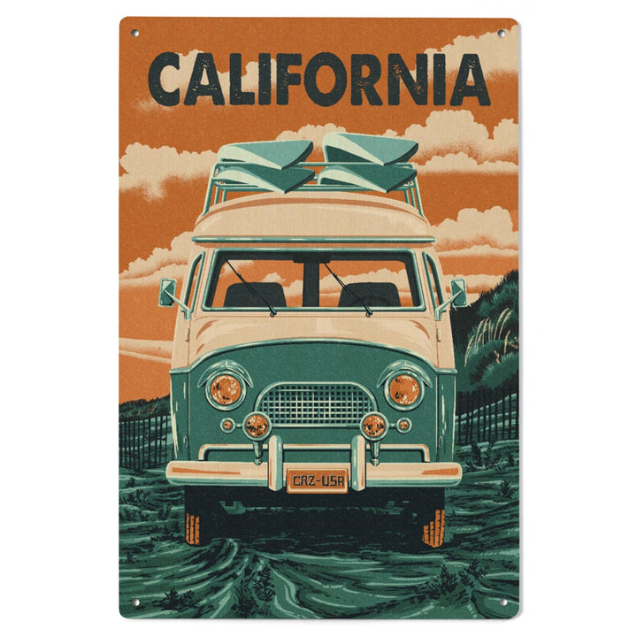 California, Letterpress, Camper Van, Wood Signs and Postcards Wood Lantern Press 
